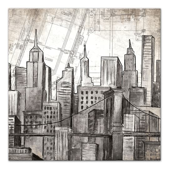 Sketched Skyline 24" x 24" Canvas Wall Art